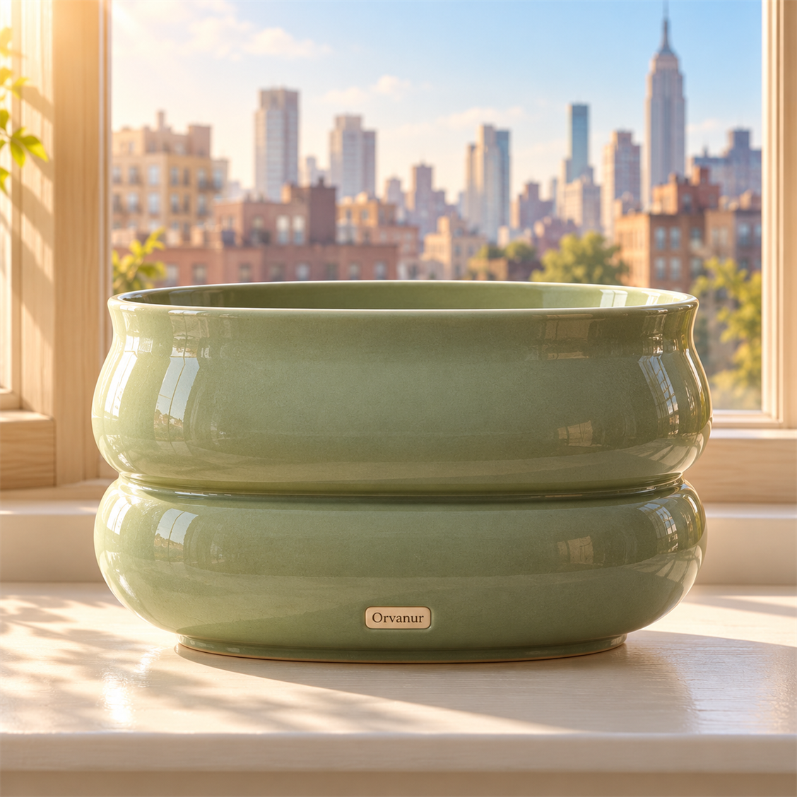 Orvanur Hudson Double-Ring Planter styled with an indoor plant