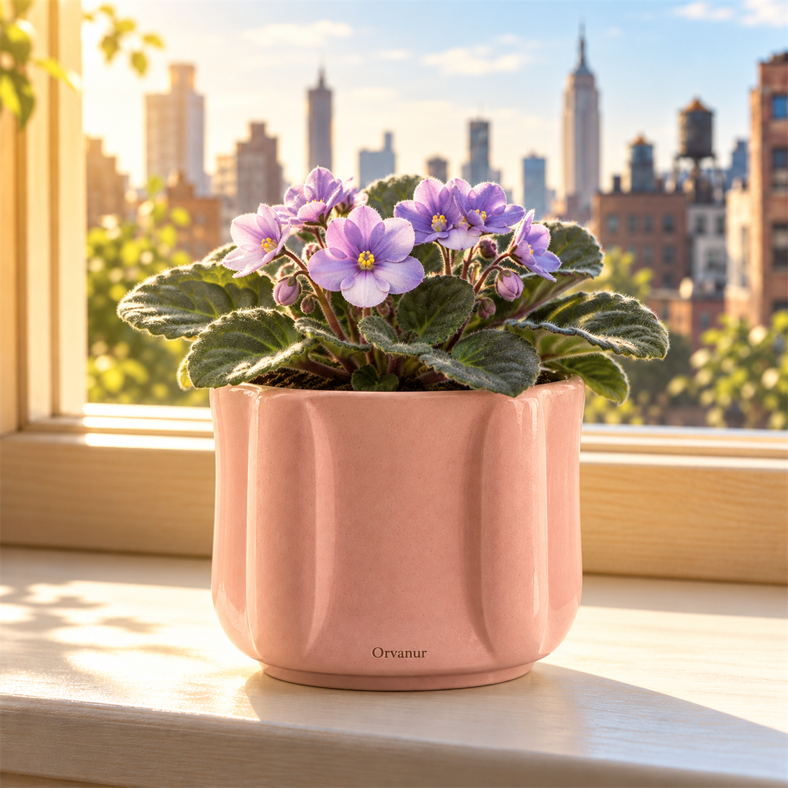 Orvanur Mulberry Fluted Planter styled with an indoor plant