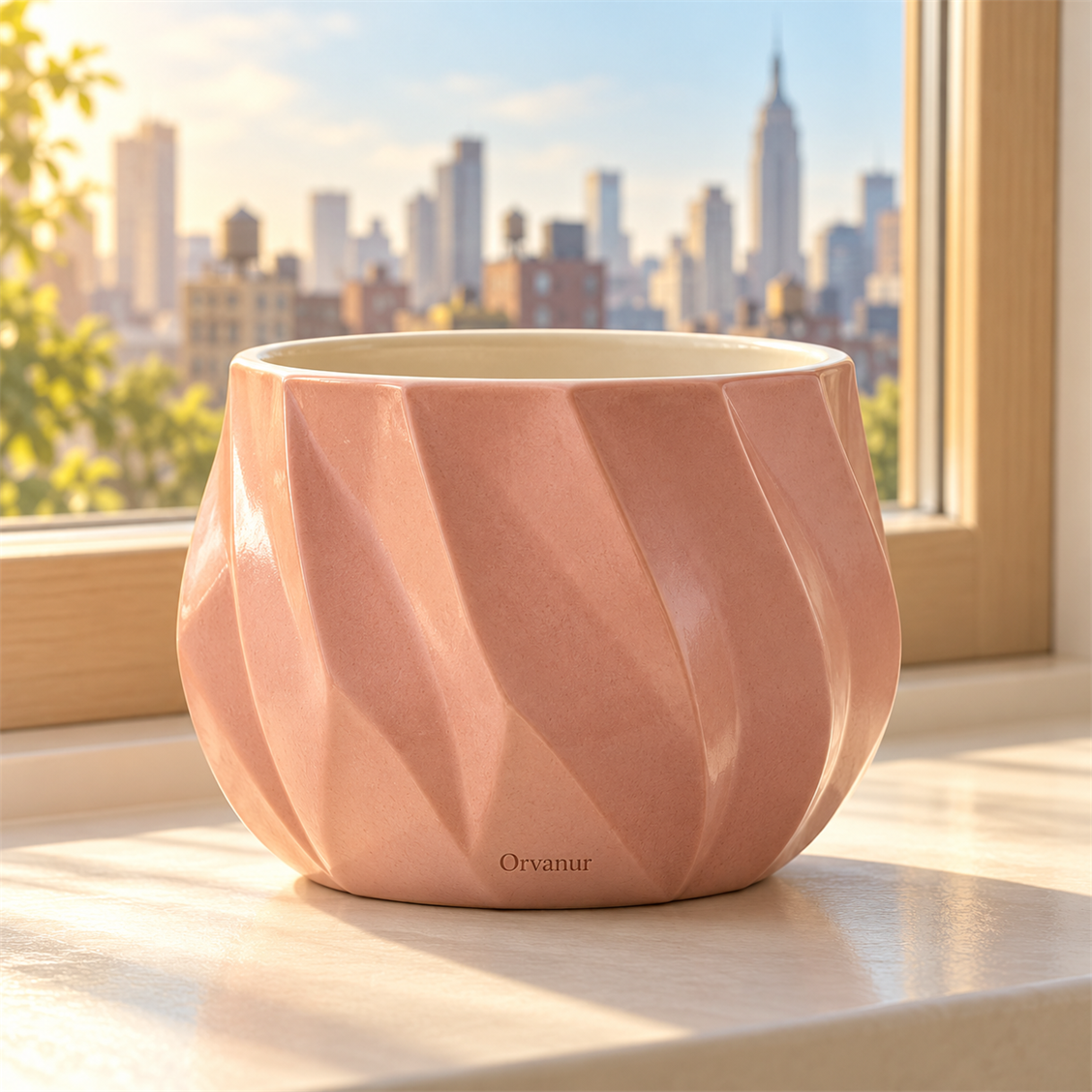 Orvanur Rose Facet Planter front product view